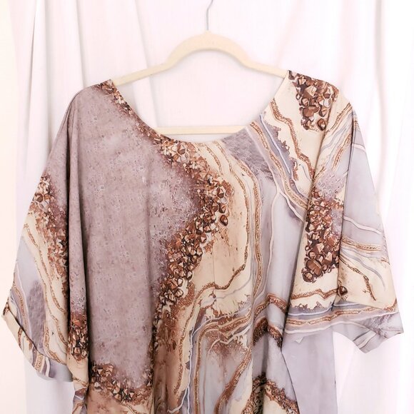 Woman Crystal Rock Print Tie Dye Relaxed Lightweight Blouse Plus Size XXL - Picture 10 of 11